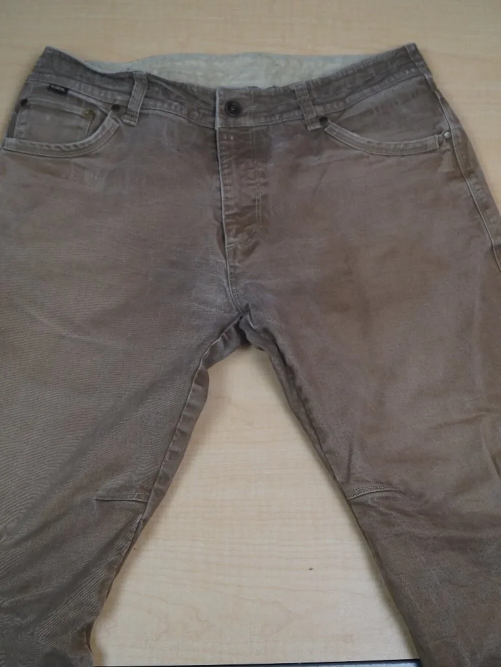 Kuhl Rydr Pants Tan Khaki Stretch Canvas Vintage Patina Dye Hiking Mens 36 x 29